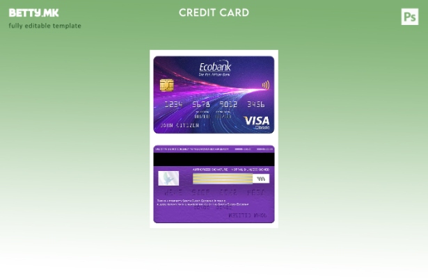 модерен стил на шаблон за класична картичка за виза на Јужен Судан Ecobank